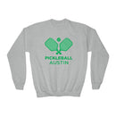 Austin, Texas Youth Sweatshirt - Pickleball Unisex Kid's Austin Crewneck Sweatshirt-4