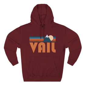 Buy burgundy Vail, Colorado Hoodie - Retro Mountain Unisex Sweatshirt