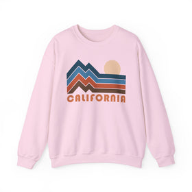 Buy light-pink California Sweatshirt Retro Mountains, California Unisex Graphic Crewneck