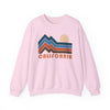 California Sweatshirt Retro Mountains, California Unisex Graphic Crewneck