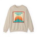 Retro Jackson Hole, Wyoming Sweatshirt, Mountain Sun Design, Unisex Crewneck, Gift for Outdoorsy Friends, Vintage Jumper-4