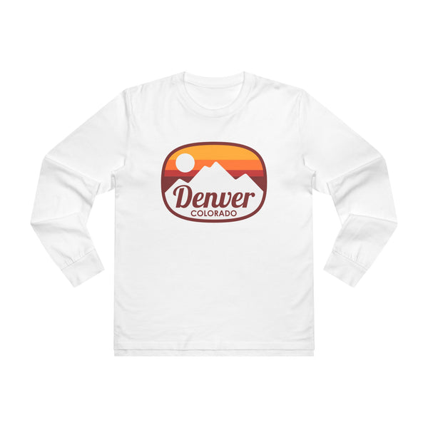 Denver, Colorado Mens Base Long-sleeve Tee - Retro Ombre Heavy Weight Long Sleeve T-shirt