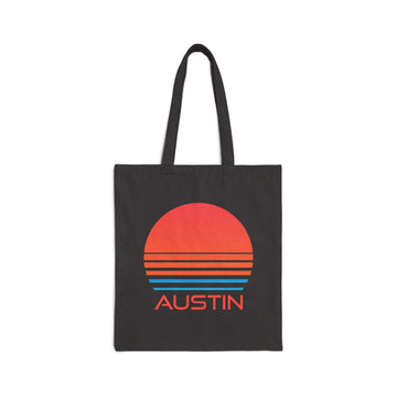 Austin, Texas Retro 80s Cotton Canvas Austin Tote Bag - 0