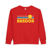 Bandon, Oregon Toddler Sweatshirt - Retro Sun Bandon Toddler Crewneck Sweatshirt