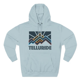 Buy blue-mist Telluride, Colorado Hoodie - Retro Mountain Unisex Sweatshirt