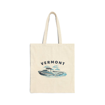 Vermont Wakeboard Boat Canvas Tote Bag - 15" x 16"