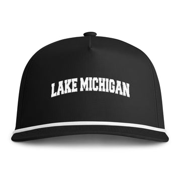 Buy black Lake Michigan Embroidered Rope Hat - Vintage Sunwashed Rope Cap, Comfort Colors