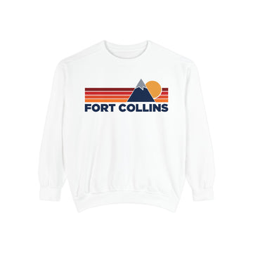 Buy white Fort Collins, Colorado Mountain Stripes Sweatshirt | Comfort Colors - 100% Cotton