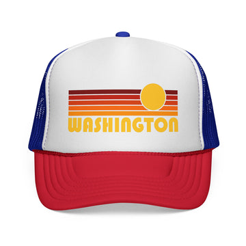 Washington Retro Sun Trucker Hat - Vintage Style Washington Cap