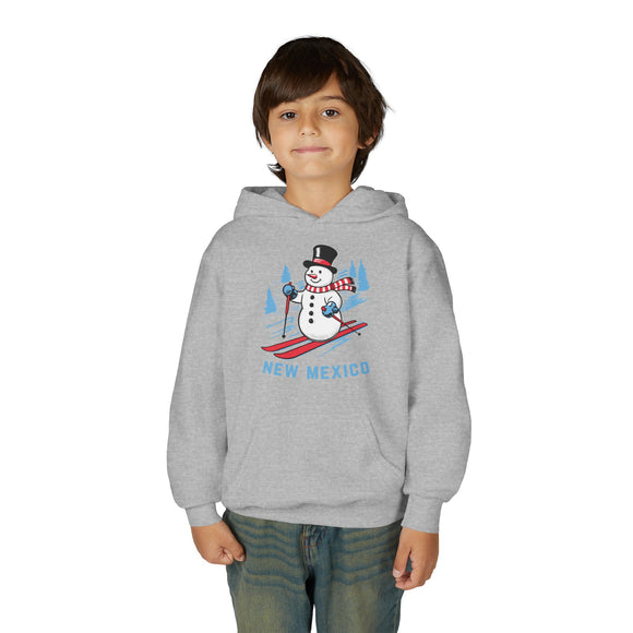 New Mexico Youth Hoodie - Skiing Snowman Kids New Mexico Hooded Sweatshirt