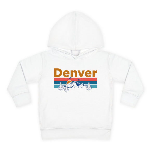 Denver Toddler Hoodie - Retro Mountain Sun Unisex Denver Toddler Sweatshirt