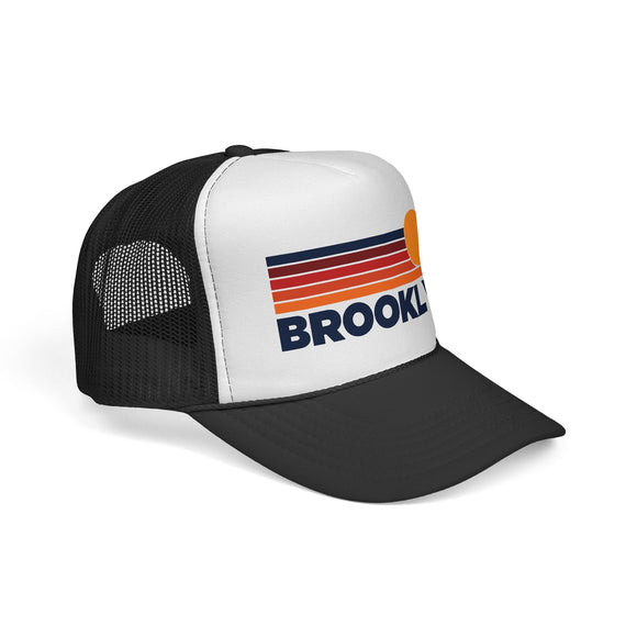 Brooklyn, New York Retro Sun Trucker Hat - Vintage Style Brooklyn Cap