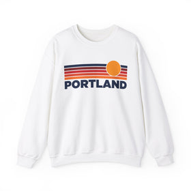 Portland, Oregon Sweatshirt Retro Sun Unisex - Portland Vintage Inspired Warm Pullover Jumper