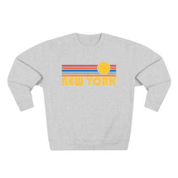 Buy heather-grey Premium New York, New York Retro Sun Graphic Sweatshirt