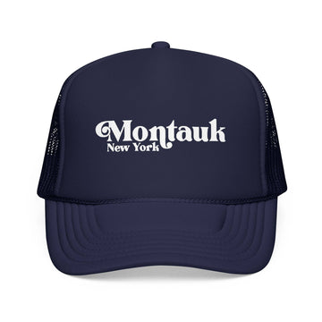 Kids Montauk, New York Trucker Hat - Youth Snapback Cap on white background