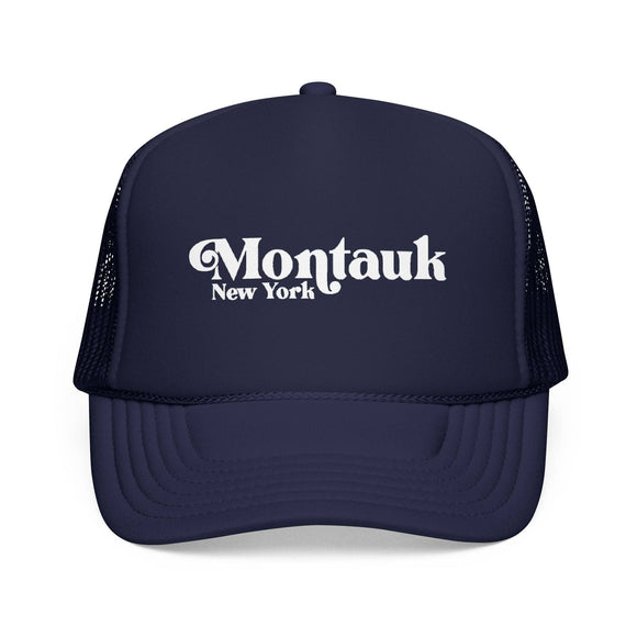 Kids Montauk, New York Trucker Hat - Youth Snapback Cap on white background