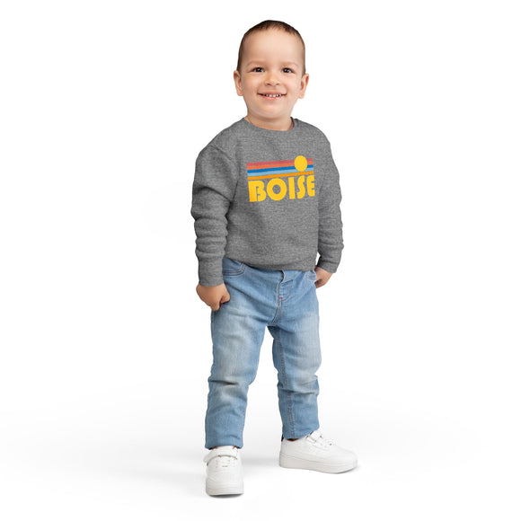 Boise, Idaho Toddler Sweatshirt - Retro Sun Boise Toddler Crewneck Sweatshirt