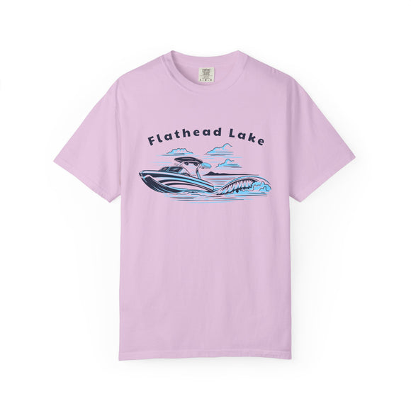 Flathead Lake T Shirt, Comfort Colors Cotton 100% Cotton Wakeboard Boat Tee