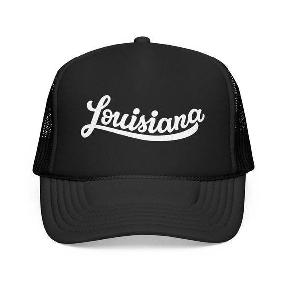 Kids Louisiana Trucker Hat - Youth Snapback Cap on white background