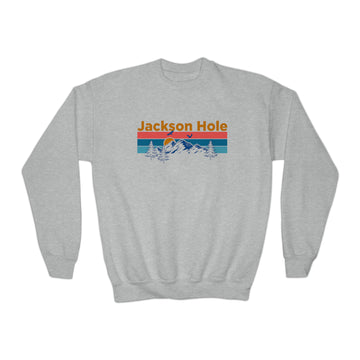 Buy sport-grey Jackson Hole, Wyoming Youth Sweatshirt - Unisex Kid's Jackson Hole Crewneck Sweatshirt