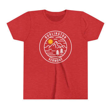 Burlington, Vermont Youth Shirt - Retro Mountain Burlington Kid's T-Shirt - 0