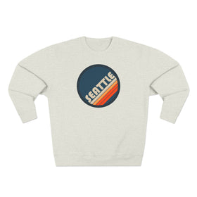 Buy oatmeal-heather Premium Seattle, Washington Sweatshirt - Retro Unisex Premium Washington Sweatshirt