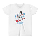 Alaska Youth Skiing Snowman Tee - Kids T Shirt-1