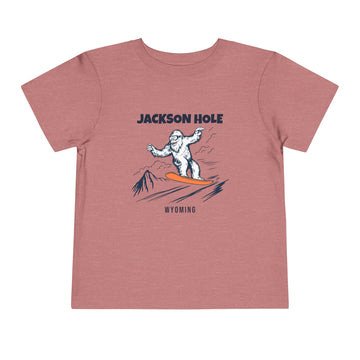 Buy heather-mauve Jackson Hole, Wyoming Yeti Snowboard Toddler Tee