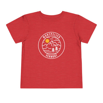 Buy heather-red Montpelier, Vermont Toddler T-Shirt - Retro Mountain Toddler Montpelier Shirt