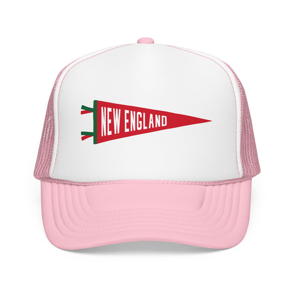 New England, Massachusetts Pennant Trucker Hat — Retro Flag Foam Cap