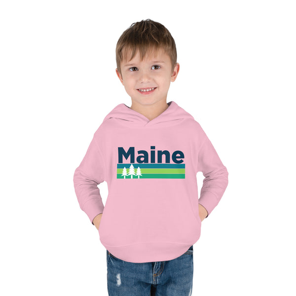 Maine Toddler Hoodie - Retro Trees Unisex Maine Toddler Sweatshirt