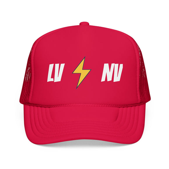 Las Vegas, Nevada Retro Trucker Hat - Lightning Foam Cap - Lightning Black
