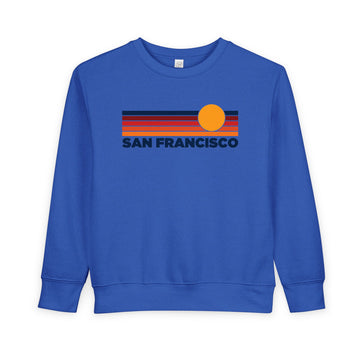 Buy royal San Francisco, California Toddler Sweatshirt - Retro Sun San Francisco Toddler Crewneck Sweatshirt