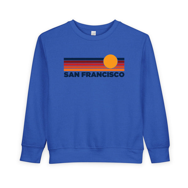 San Francisco, California Toddler Sweatshirt - Retro Sun San Francisco Toddler Crewneck Sweatshirt
