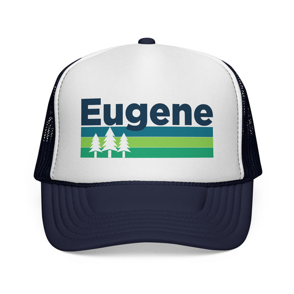 Eugene, Oregon Retro Trees Trucker Hat - Vintage Style Eugene Cap