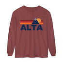 Alta, Utah Long Sleeve T-Shirt Retro Mountain, Unisex Alta Unisex Garment-dyed Long Sleeve T-Shirt-3