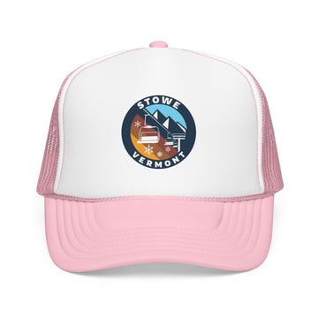 Stowe, Vermont Retro Ski Lift Mountain Foam Trucker Hat - 0