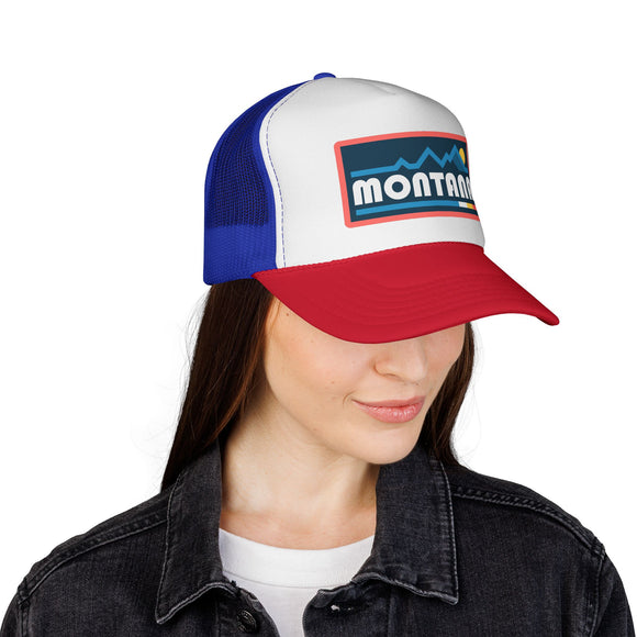 Montana Retro Mountains Trucker Hat - Vintage Style Montana Cap
