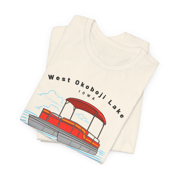 West Okoboji Lake, Iowa T Shirt - Pontoon Boat Tee