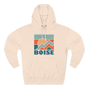 Buy pale-pink Boise, Idaho Hoodie - Retro Mountain Unisex Sweatshirt