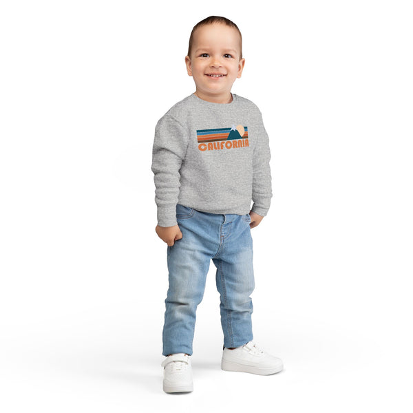 California Toddler Sweatshirt - Retro Mountain California Toddler Crewneck Sweatshirt