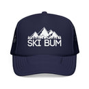 Kids Ski Bum Trucker Hat - Youth Snapback Cap on white background