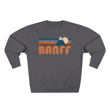 Buy charcoal-heather Premium Banff, Canada Retro Mountain Graphic Sweatshirt