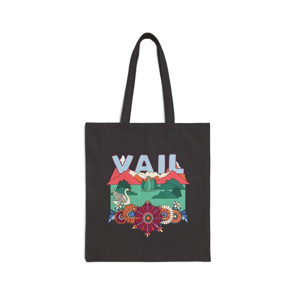 Vail, Colorado Cotton Canvas Tote Bag - 15" x 16"