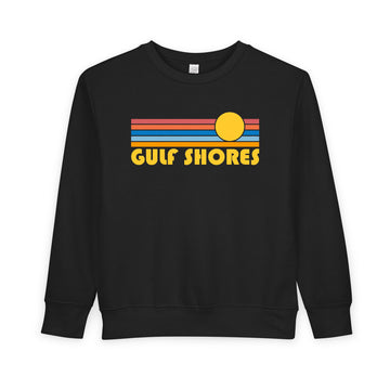 Buy black Gulf Shores, Alabama Toddler Sweatshirt - Retro Sun Gulf Shores Toddler Crewneck Sweatshirt