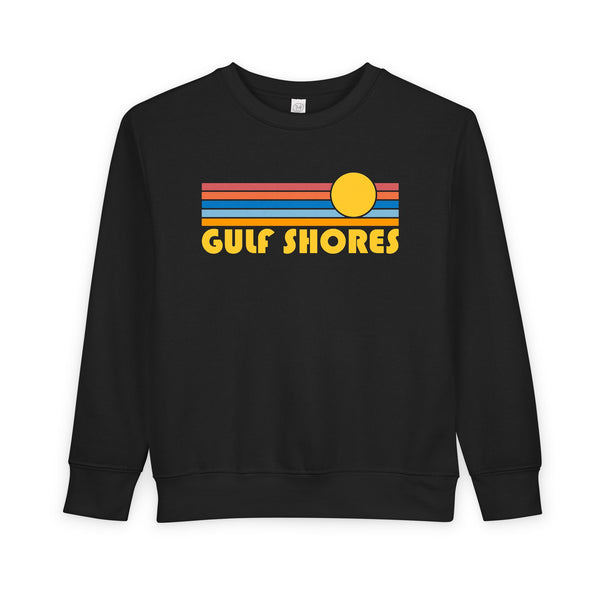 Gulf Shores, Alabama Toddler Sweatshirt - Retro Sun Gulf Shores Toddler Crewneck Sweatshirt