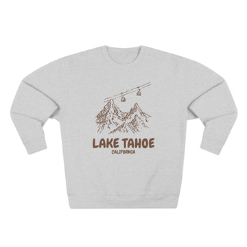 Buy heather-grey Premium Lake Tahoe, California Gondola Ski Mountain Sweatshirt