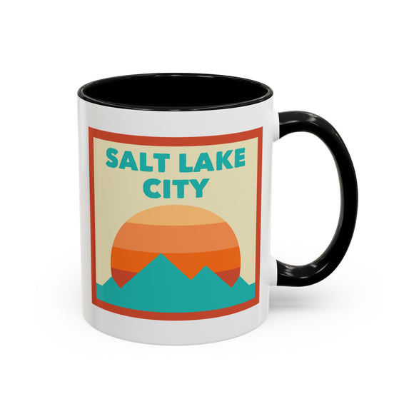 Salt Lake City, Utah Retro Ombre Sun Mountain Coffee Mug 11 oz, Salt Lake City, Utah Nature Lover Gift, Mountain Enthusiast Mug