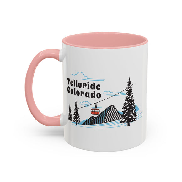 Telluride, Colorado Retro Snow Skiing Mountain 11 oz Mug, Ski Lodge Decor Coffee Cup, Mountain Gondola  Lover Gift, Retro Skiing Mug