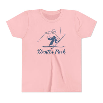 Buy pink Winter Park, Colorado Youth Vintage Snow Ski Graphic Tee - Kids Winter Park T Shirt